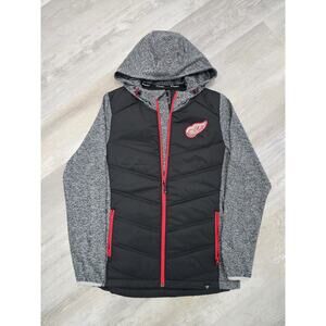 Detroit Red Wings Fanatics Jacket Men's Small Black Gray Static Insulated Puffer